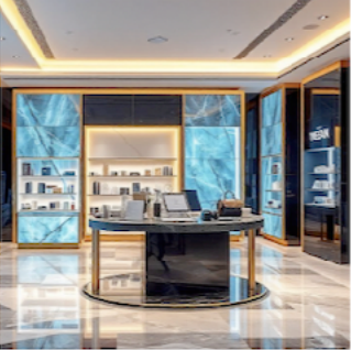 branded retail environment with custom millwork and display lighting supporting premium customer experience