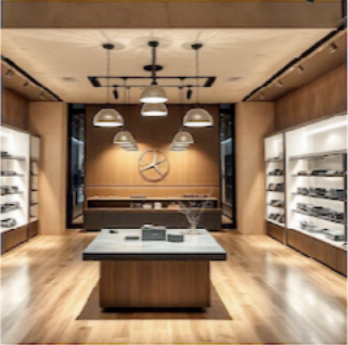 custom retail lighting design highlighting merchandise displays and creating a warm, high-end shopping environment